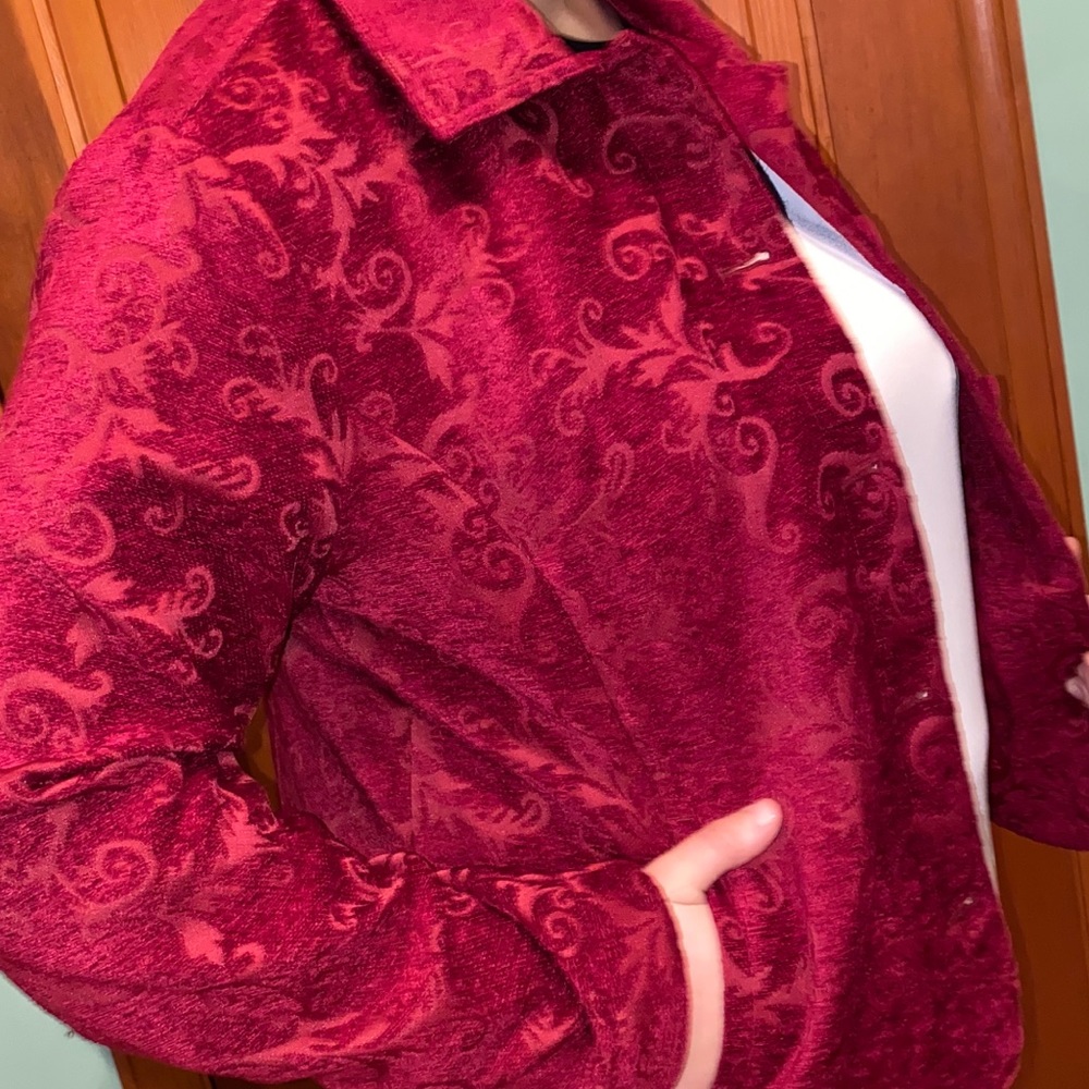 Croft & Barrow Fuchsia Abstract Tapestry Blazer - image 2